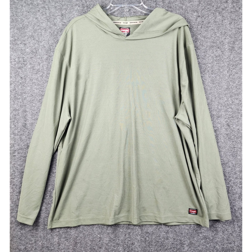 Wrangler Workwear Hoodie Mens 2XL Green Good WW65098-23 Pique Knit Pullover